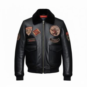 Men’s Winter Thickening Genuine Sheepskin Leather & Faux Shearling Fur Natural Leisure Bomber Leather Jacket