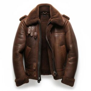 Men’s B3 Distressed Brown Sheepskin Leather Aviator Jacket