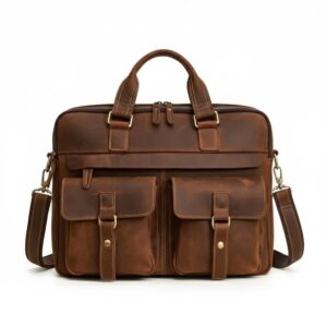 Vintage Dark Brown Large Leather Messenger Bag