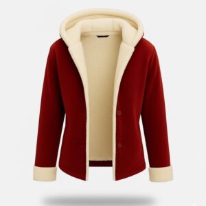 Red Sherpa Lined Hoodie | Unisex Fleece Winter Coat