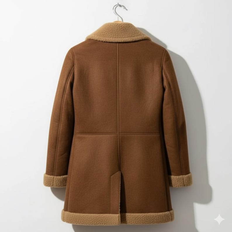 Brown Faux Shearling Coat - Image 3