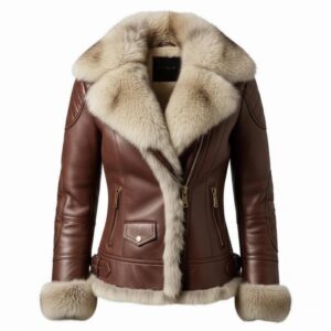Shearling-Lined Leather Aviator Jacket | Women's Fur Trim Coat