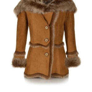 Faux Fur Trim Suede Coat | Vintage Style Flared Jacket