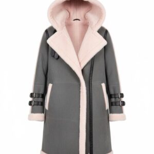 Hooded Shearling-Inspired Long Coat | Women's Winter Overcoat with Buckle Details
