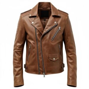 "Men's Handmade Leather Biker Jacket • Asymmetrical Zip, Moto Style"