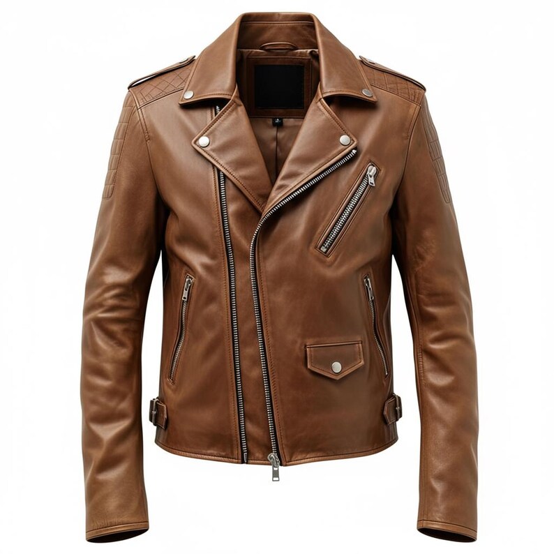 "Men's Handmade Leather Biker Jacket • Asymmetrical Zip, Moto Style"