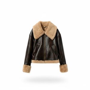 Vintage Style Aviator Jacket – Women's Faux Shearling Leather Coat