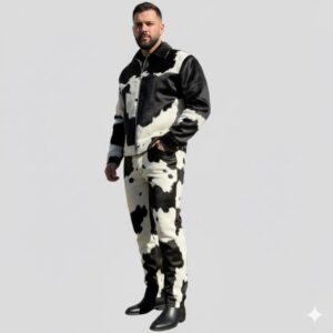 Men's Faux Fur Cow Print Outfit | Western Rodeo Jacket & Pants