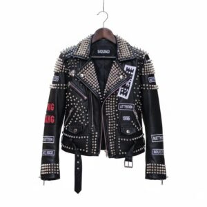 Handmade Studded Cowhide Leather Biker Jacket | Punk Rock Moto
