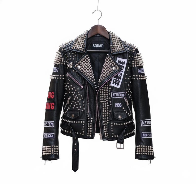 Handmade Studded Cowhide Leather Biker Jacket | Punk Rock Moto